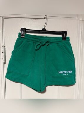 White Fox Boutique Emerald Green Drawstring Fleece Shorts